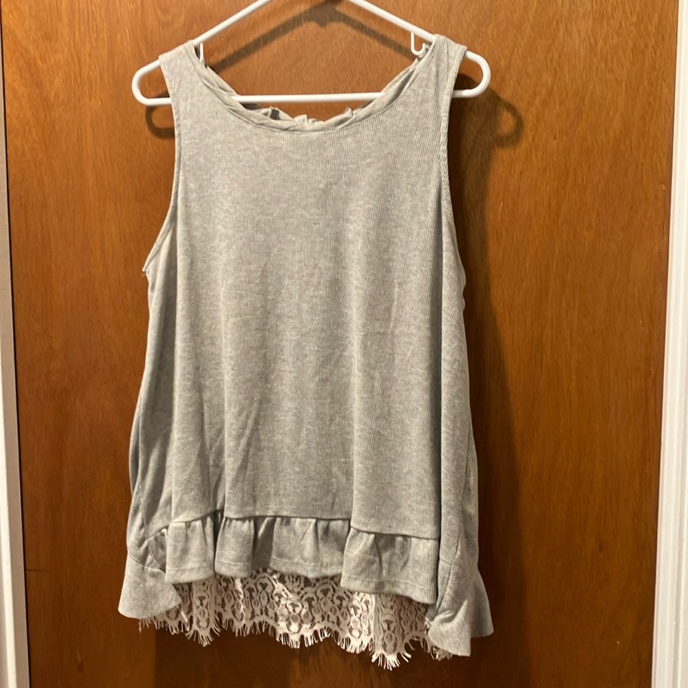 Umgee - Fun and Flirty Jersey and Lace Tank Top